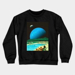 Green Moon - Space Collage, Retro Futurism, Sci-Fi Crewneck Sweatshirt